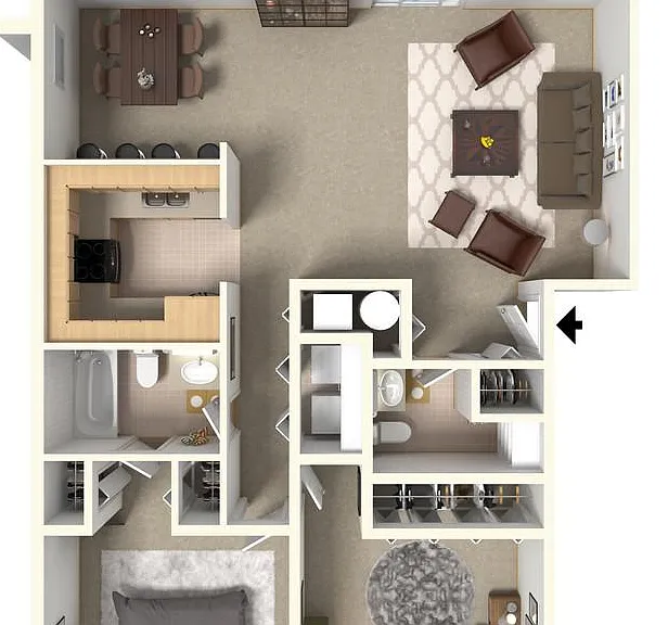 2 bedroom 1.5 bath unit