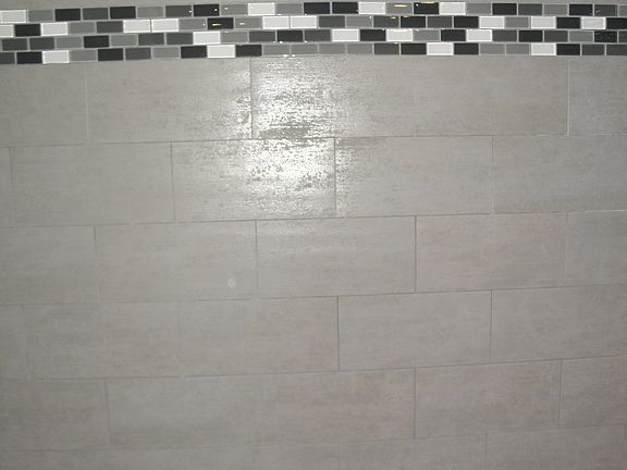 Glass tile accents in bath