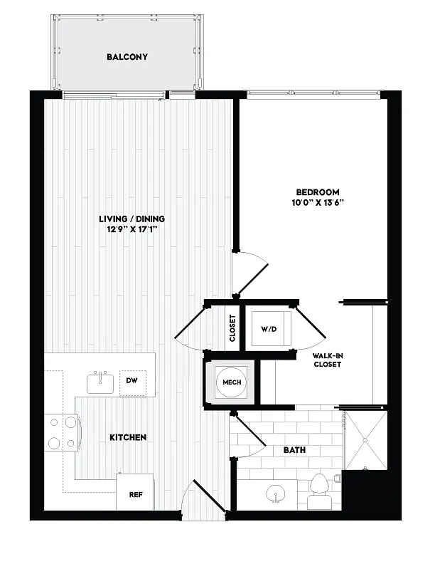 Floor plan 1 Bed/1 Bath-A3