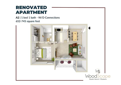 Floor plan A2 (W/D Connections) Renovated