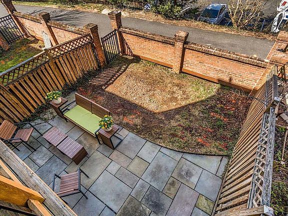 Looking down at patio below
