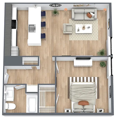 Floor plan A6: 1 Bed 1 Bath