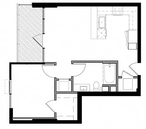 Floor plan 1G w/ Balcony