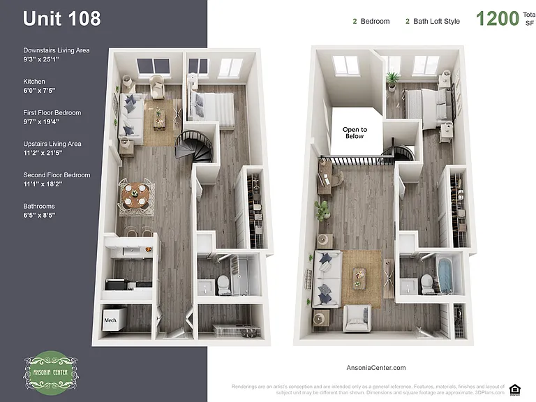 2br/2ba loft syle