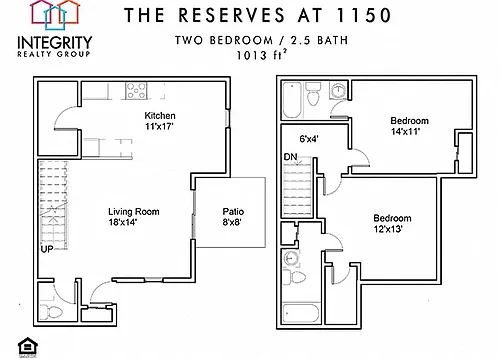 Floor plan 2 Bed 2.5 Bath Town Home