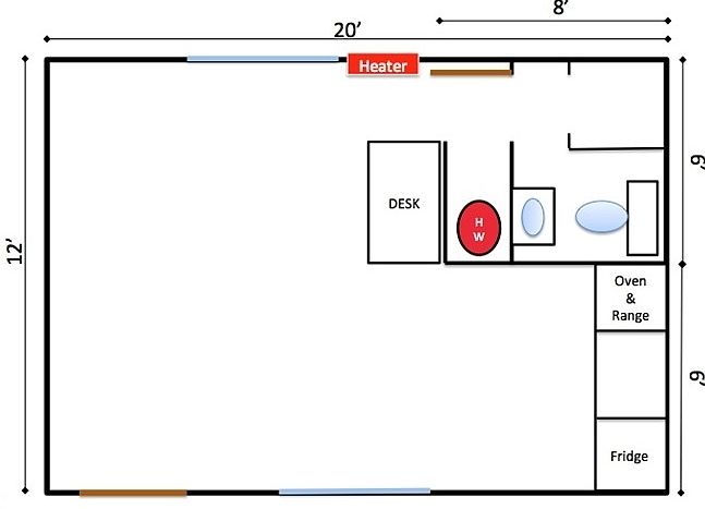 1 Bedroom Floor Plan for Efficiency Apts