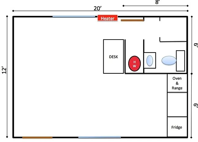1 Bedroom Floor Plan for Efficiency Apts