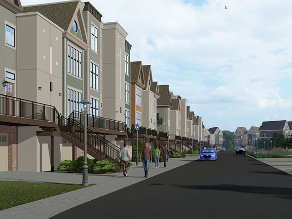 Street view of townhouses