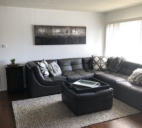 Living Room Sectional - Charcoal Leather