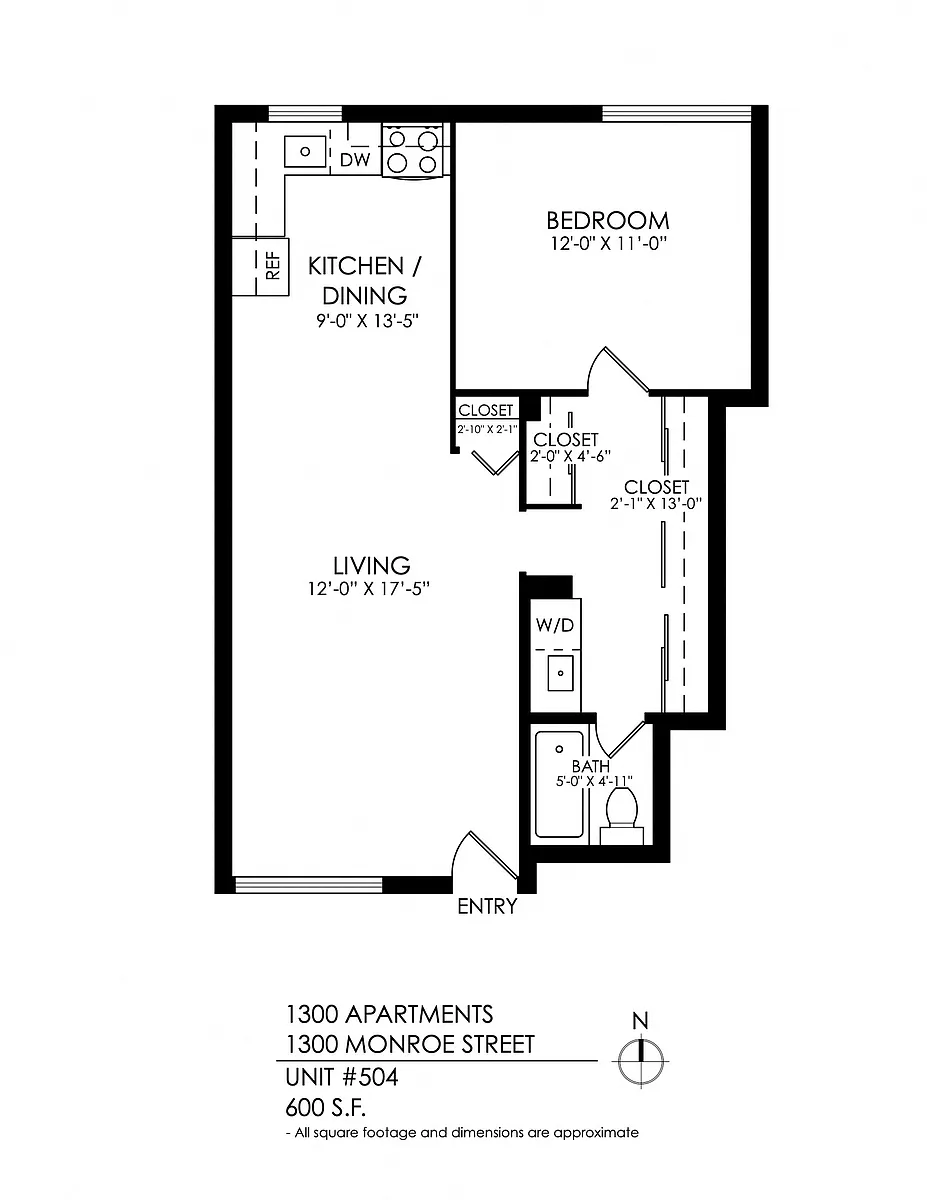 Floor plan One Bedroom, One Bath
