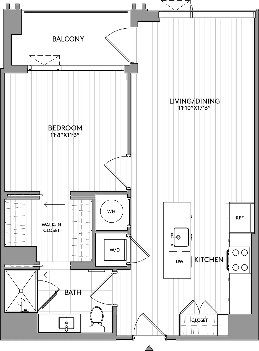 Floor plan 1-Bed-1-Bath-A24