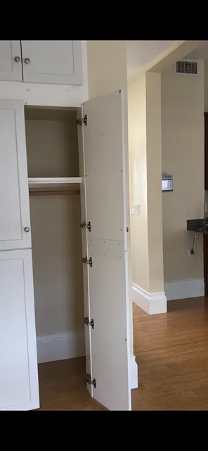 Floor to ceiling closet storage in living room