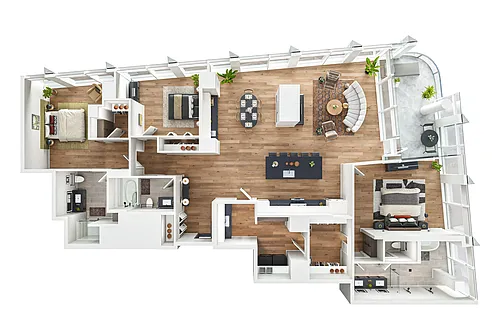 Floor plan Three Bed - PH1