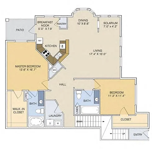 Floor plan B2 Upper (with garages in select units)