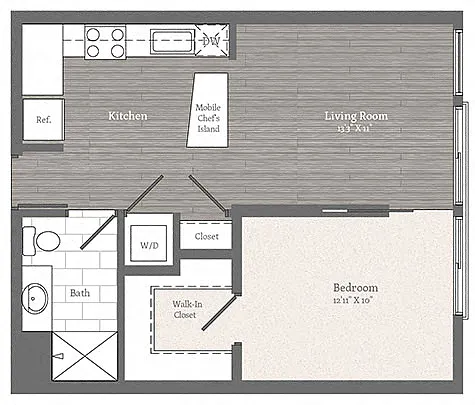 Floor plan Beecher 1 BD 1 BA