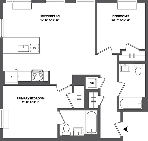 Floor plan 2 Bed/2 Bath-2A-1.3
