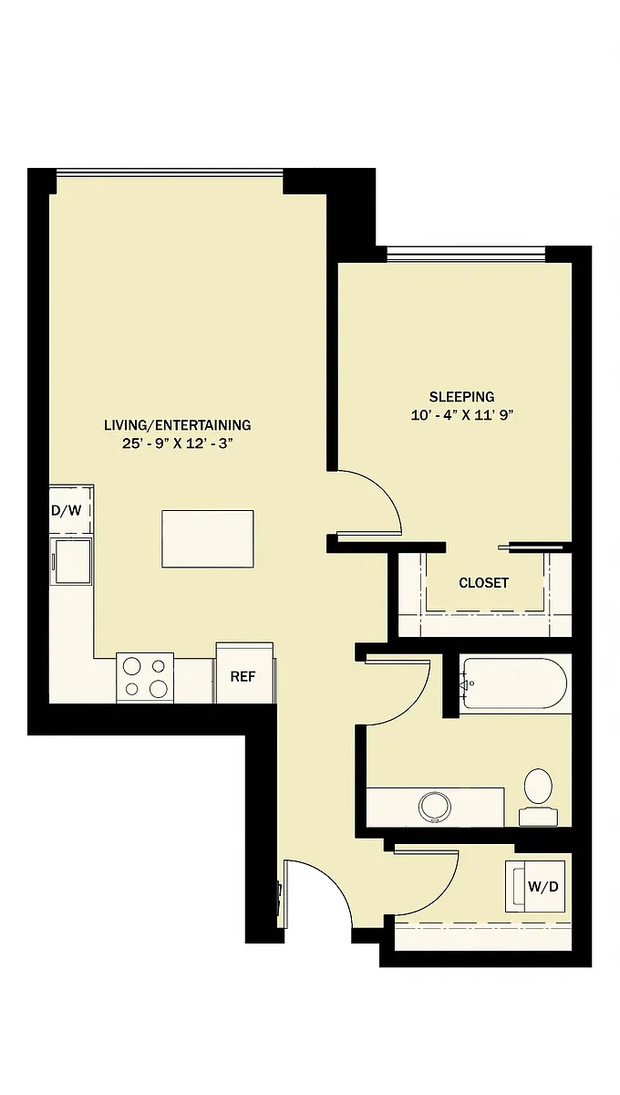 Floor plan 1 Bedroom 1 Bath B20
