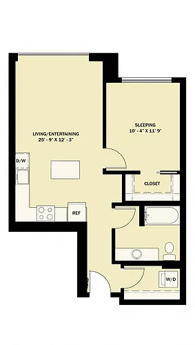 Floor plan 1 Bedroom 1 Bath B20