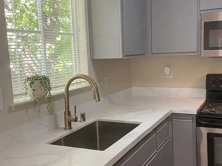 Staged for layout visualization; unit comes unfurnished"