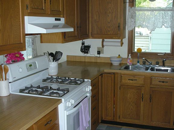 Kitchen overlooks the yard 