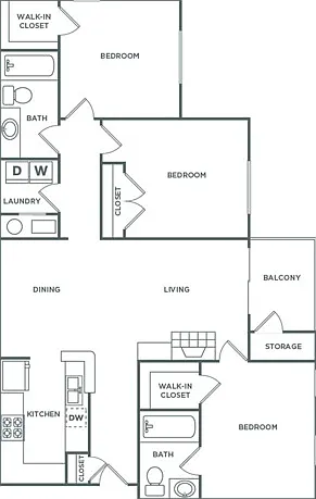 Three Bedroom Two Bath (1,365 SF) Three Bedroom Two Bath (1,365 SF)