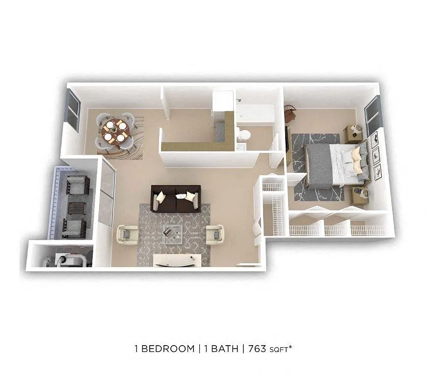 Floor plan One Bedroom - 763 sqft