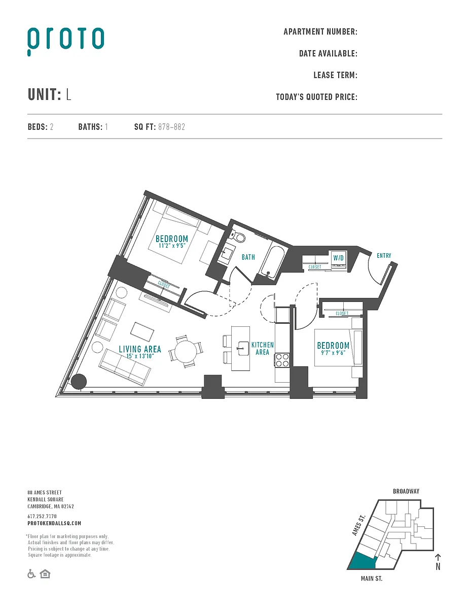 Floor plan 2 Bed/1 Bath-L