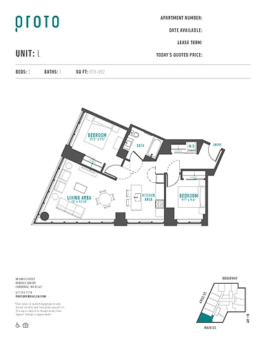Floor plan 2 Bed/1 Bath-L