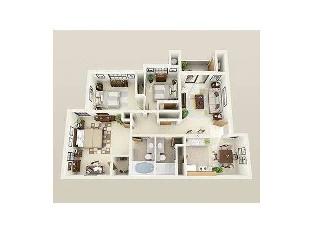 Floor plan Three Bedroom Two Bath