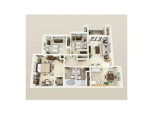Floor plan Three Bedroom Two Bath
