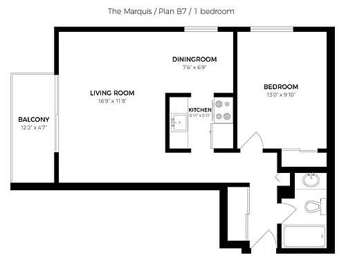 Floor plan 1 Bedroom