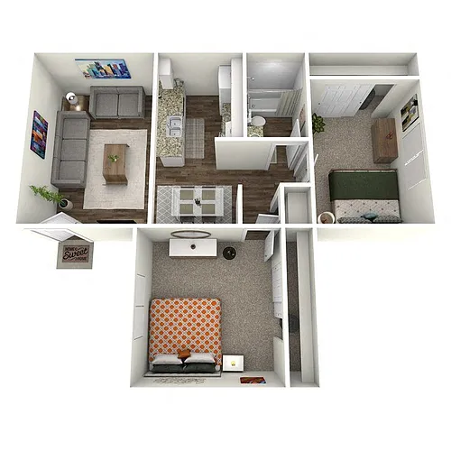 Floor plan 2 Bedroom 1 Bathroom