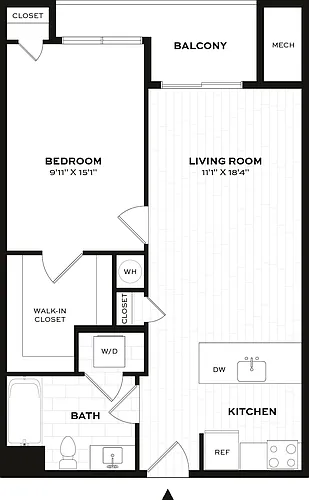 Floor plan 1 Bed/1 Bath-A1-X