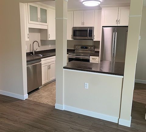 Open kitchen with stainless appliances
