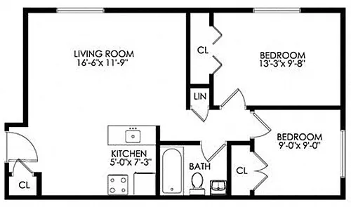 Floor plan 2 Bedroom 1 Bathroom