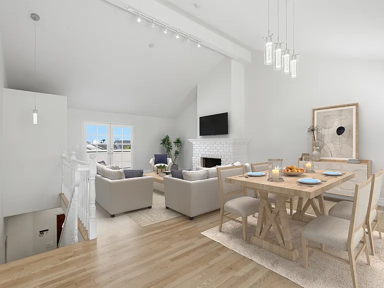 Virtually staged living room and dining room