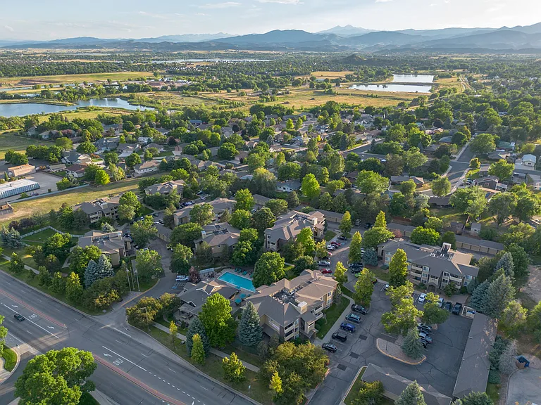 An aerial view of a The Buttes Apartments in Loveland, CO