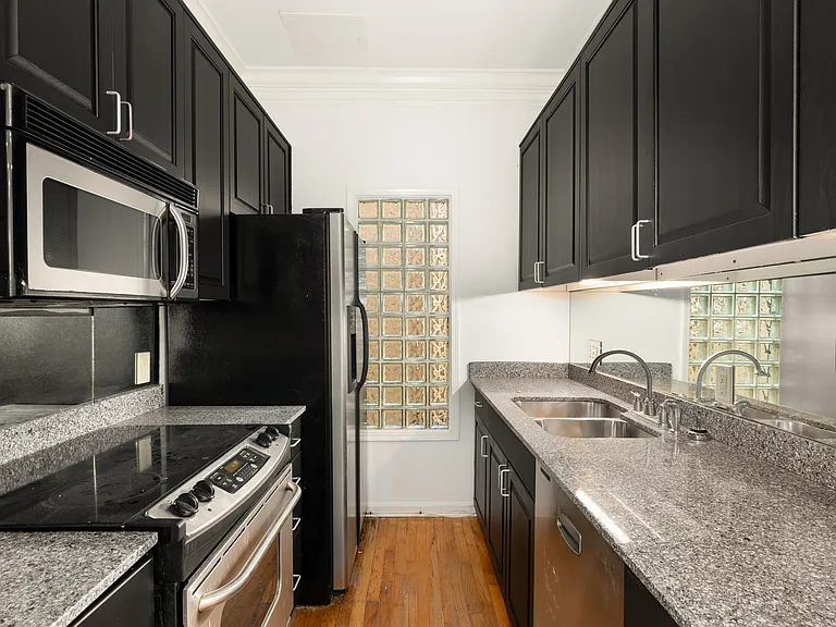 Kitchen with stainless steel appliances