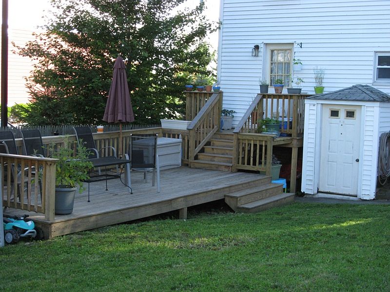 Yard with large deck