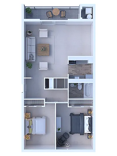 Floor plan 2 Bedroom / 1 Bathroom - 902
