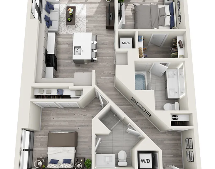 Two Bedroom Two Bath (1,044 SF) Two Bedroom Two Bath (1,044 SF)