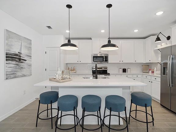 Kitchen with pendant lighting