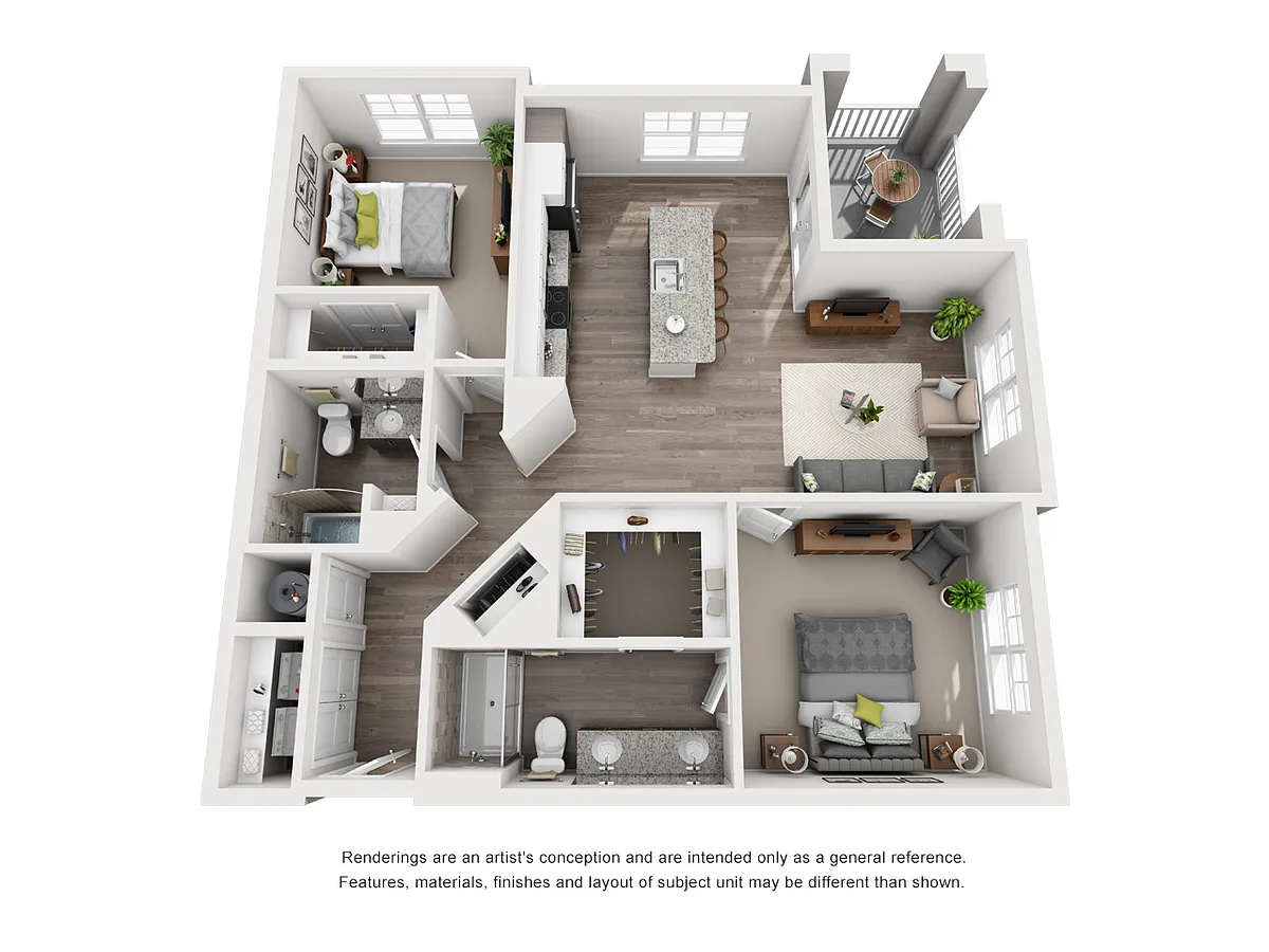 Floor plan B2 - Leon - Two Bedroom, Two Bathroom