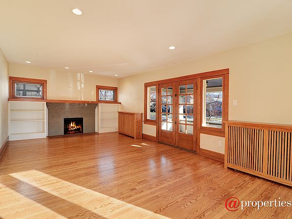 Warm Wood ;Cozy Fireplace and Art Glass Windows