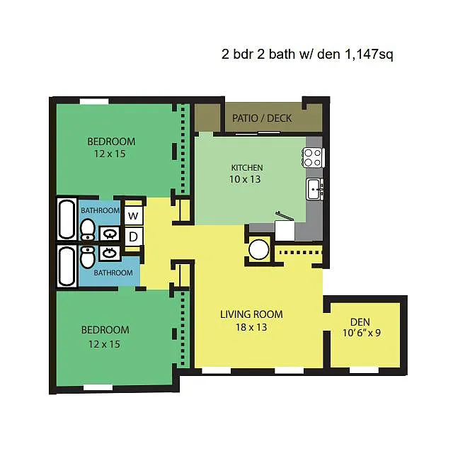Floor plan 2 Bedroom with Den