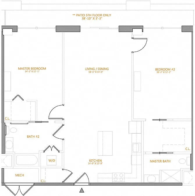 Floor plan 2 Bed/2 Bath-5-6O