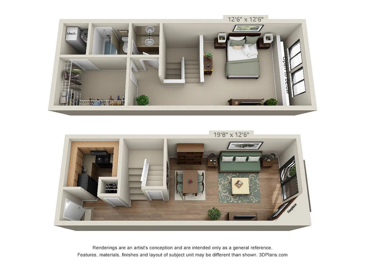 Floor plan 1 Bed 1 Bath B