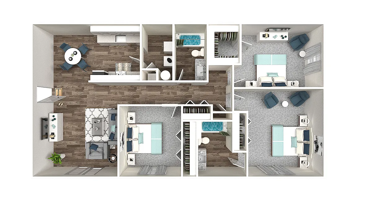 Floor plan Three Bedroom Two Bathroom