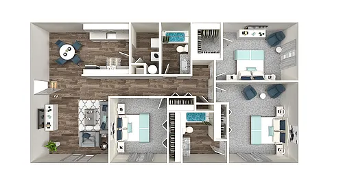 Floor plan Three Bedroom Two Bathroom
