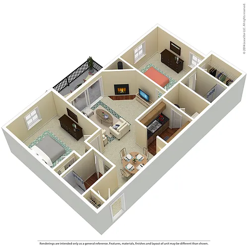 Floor plan Two Bedroom, Two Bath